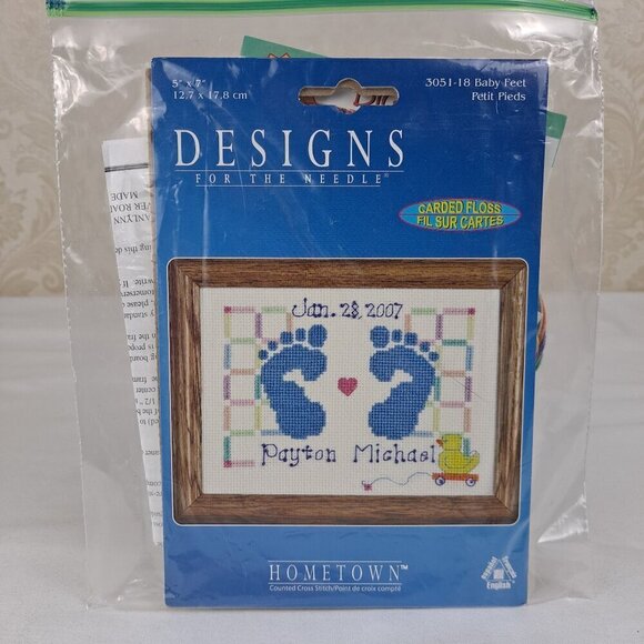 Janlynn Hometown Baby Feet #3051-18 Counted Cross Stitch Kit NWOT - Picture 1 of 5
